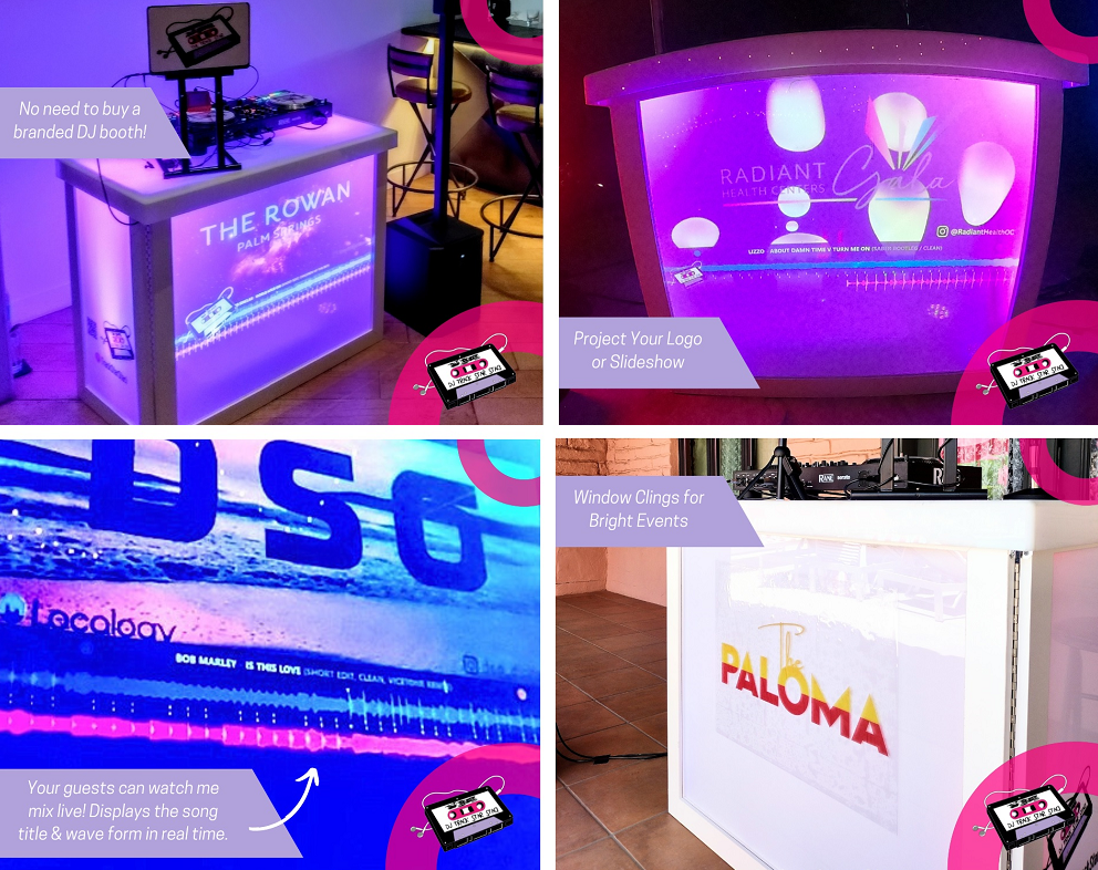 Female California Corporate Event DJ - Acrylic Customizable Branded DJ Booth